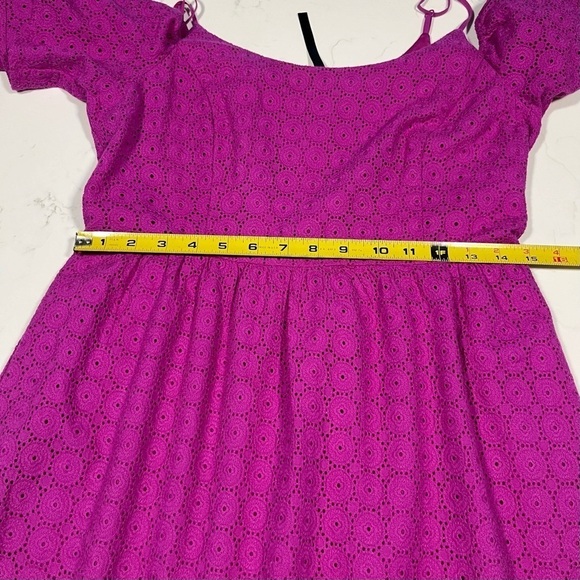 Kensie Fuchsia Off The Shoulder Eyelet A-Line Mini Dress Small - Picture 12 of 13